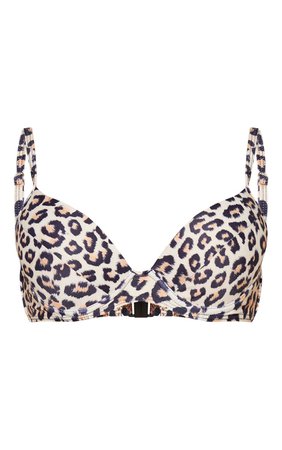 Leopard Push Up Cupped Bikini Top | Swimwear | PrettyLittleThing