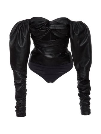 Black velvet long sleeve off the shoulder bodysuit