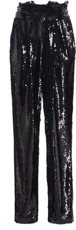 Belted Sequined Tapered Pants