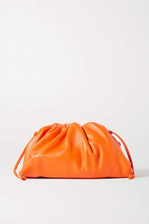 The Pouch Small Gathered Leather Clutch - Orange