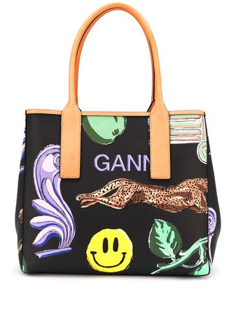 GANNI graphic-print Tote Bag - Farfetch