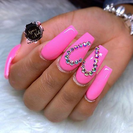 long pink coffin acrylic nails - Google Search
