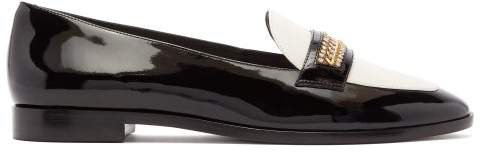 Blair Crystal Trim Patent Leather Loafers - Womens - Black White