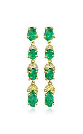 Glacial 18k Yellow Gold Emerald Earrings By M.spalten | Moda Operandi