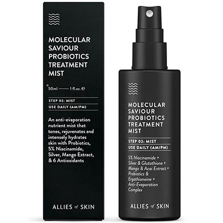 Amazon.com: Allies of Skin Molecular Saviour Probiotics Treatment Mist: Niacinamide, Glutathione. Face Spray for Healing Hydration and Antioxidant Protection. Counteracts Jetlag and Fatigue 1.7 oz / 50 ml : Beauty & Personal Care