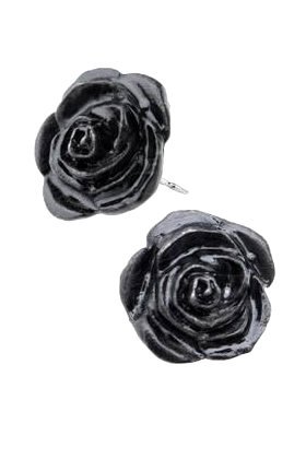Black Rose Stud Earrings by Alchemy Gothic | Gothic