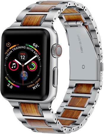 The Posh Tech Posh Tech Stainless Steel & Wood Apple Watch(R) Bracelet