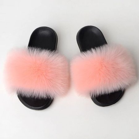 Vova | New Fluffy Faux Fur Slides Women Fur Slippers Furry Raccoon Sandals Fake Fox Fur Flip Flops Home Fuzzy Woman Casual Plush Shoes