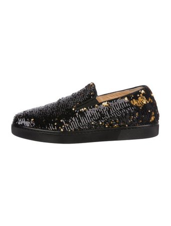 Christian Louboutin Sequined Boat Slip-On Sneakers - Shoes - CHT125302 | The RealReal