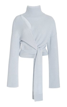 Amaris Spliced Ribbed-Knit Wrap Sweater By Jonathan Simkhai | Moda Operandi