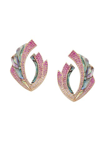 Ananya 18kt rose gold diamond sapphire Mogra Blossom earrings - FARFETCH