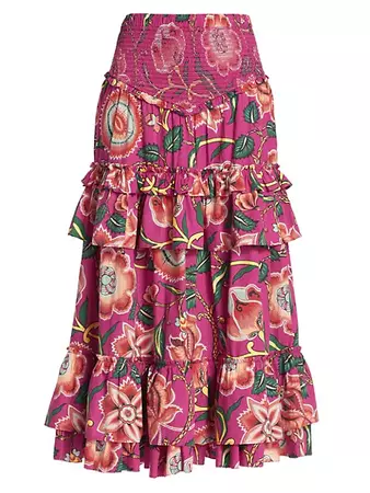 Shop Love the Label Lucille Cotton Floral Midi-Skirt | Saks Fifth Avenue