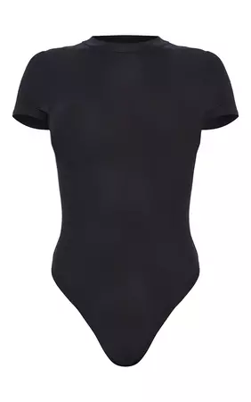 Black Soft Touch Short Sleeve Bodysuit | PrettyLittleThing USA