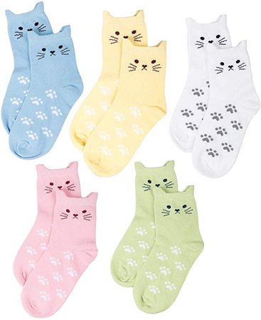 Amazon.com: Maiwa Cotton Novelty Cats Seamless Girls Kids Socks 5 Pack (2-4 Years/14-16cm): Clothing