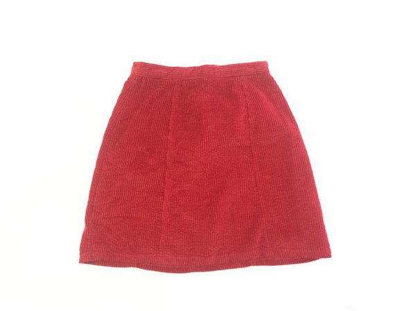 Vintage Red Corduroy Mini Skirt | Etsy