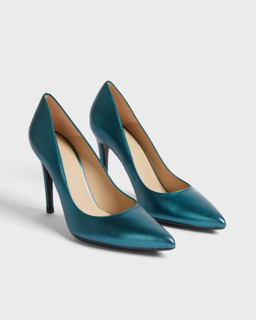 Metallic Leather 100mm Court Shoe - Teal | Shoes | Ted Baker