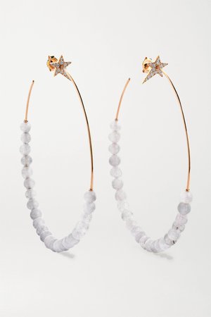 Rose gold Star 18-karat rose gold, quartz and diamond hoop earrings | Diane Kordas | NET-A-PORTER