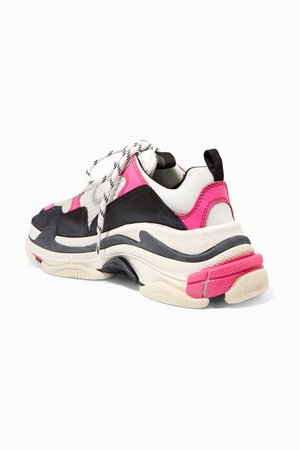 Balenciaga | Triple S logo-embroidered leather, nubuck and mesh sneakers | NET-A-PORTER.COM