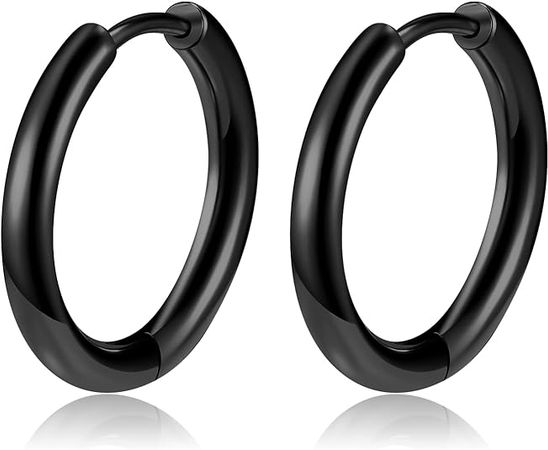 Amazon.com: Titanium Huggie Hoop Earrings Hypoallergenic Nickel Free Hinged Sleeper Earrings for Sensitive Skin Cartilage Helix Lobes (14mm black): Clothing, Shoes & Jewelry