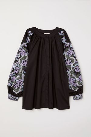 Blouse with Embroidery - Black - Ladies | H&M US