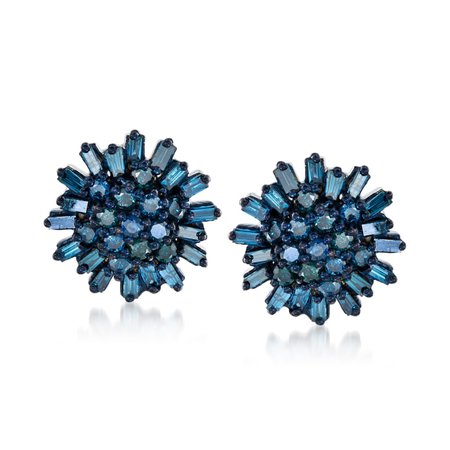 Ross-Simons .75 ct. t.w. Blue Diamond Earrings