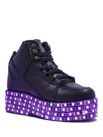 Black & Purple LED Light Up Platform Sneakers