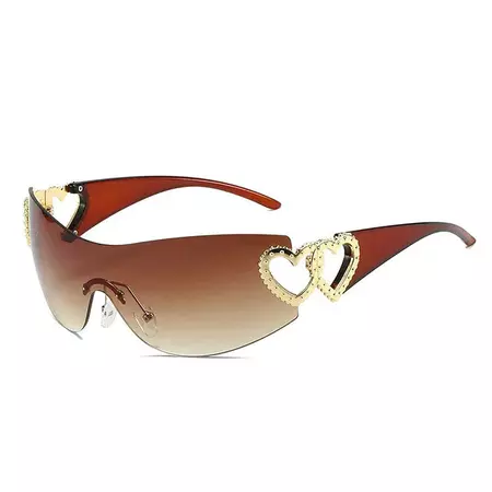 Y2K Rhinestone Heart Sunglasses | BOOGZEL APPAREL – Boogzel Apparel
