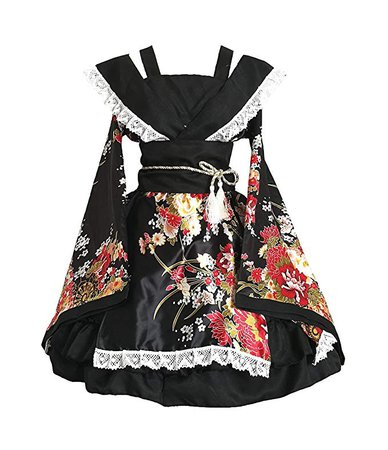 Amazon.com: AvaCostume Womens Flower Printing Lace Edge Kimono Stlye Lolita Dress: Gateway