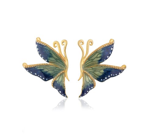 Green & Navy Blue Butterfly Earrings