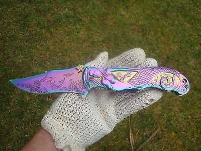 Collectible Pocket Knife RAINBOW Mermaid w Seahorse Starfish + Fidget Spinner | eBay