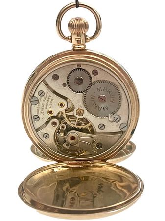 Antique 9ct Solid Gold Half Hunter Pocket Watch - The Clock Clinic