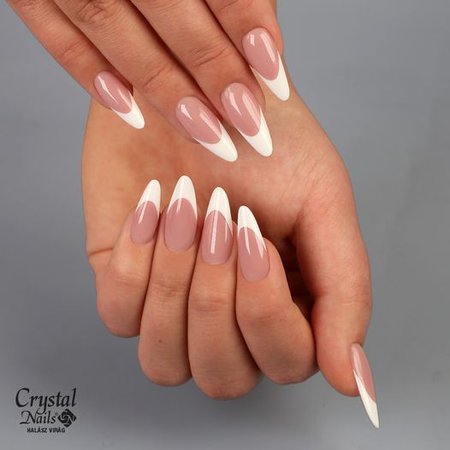 Beautiful french almond nails with the... - Crystal Nails USA | Facebook