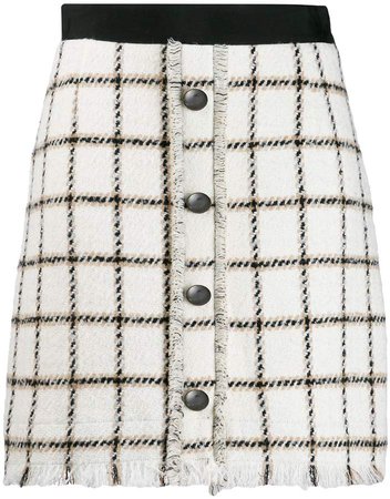 straight fit checked tweed skirt
