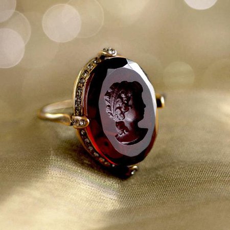 Cameo Intaglio Ring Blue stone ring Amethyst Ring Ruby | Etsy