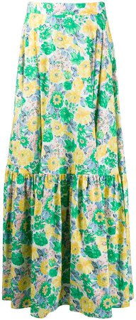 Plan C floral flared maxi skirt