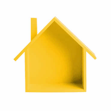 Yellow House Shaped Wooden Wallshelf