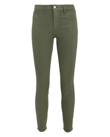 Margot Green Coated High-Rise Ankle Skinny Jeans