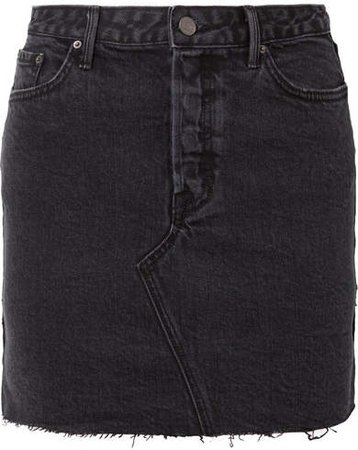 Blaire Frayed Denim Mini Skirt - Mid denim