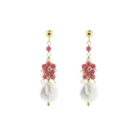 Fashiontage - Red Pearls Earring - 916728315965