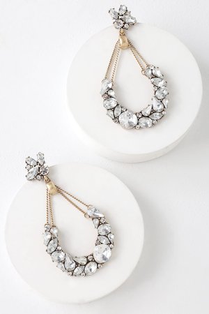 Stunning Earrings - Gold Earrings - Rhinestone Earrings