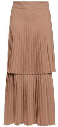 Layered Pleated Poplin Midi Skirt