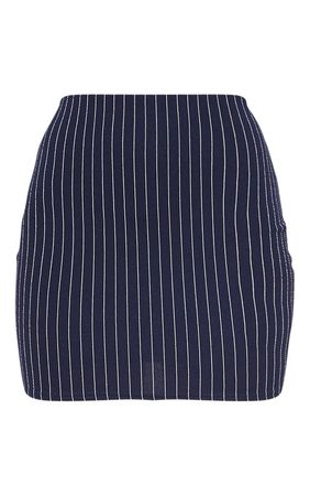 Navy Pinstripe Print Mini Suit Skirt | PrettyLittleThing