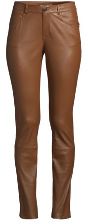 Lafayette 148 leather brown pants