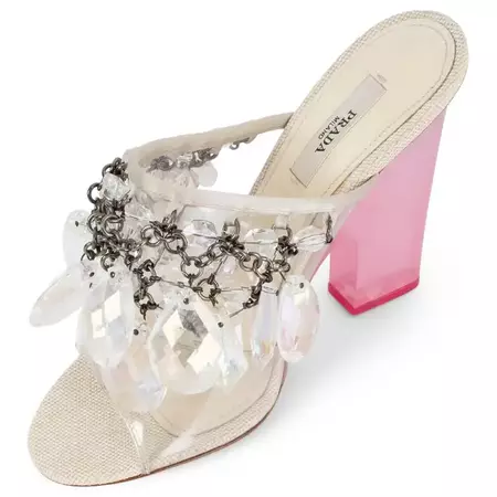 PRADA clear pvc and pink plexi 2010 CHANDALIER Sandals Shoes 36.5 For Sale at 1stDibs