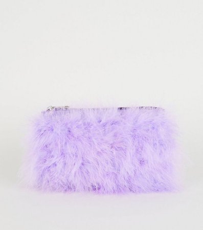 Lilac Feathers Chain Shoulder Bag | New Look