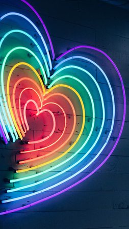 Neon Rainbow Heart Wallpaper