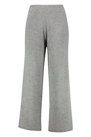 Plus Knitted Rib Trouser | Boohoo grey