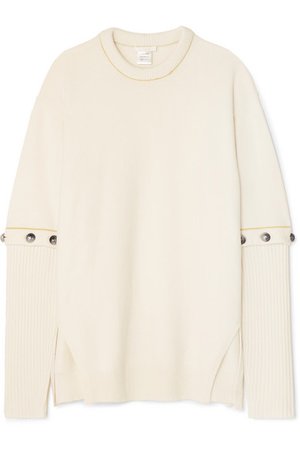 Chloé | Convertible button-embellished wool-blend sweater | NET-A-PORTER.COM