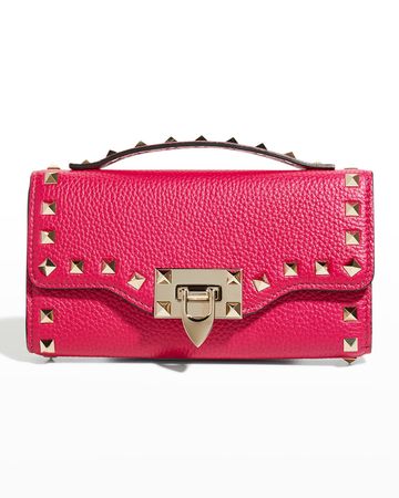 Valentino Garavani Rockstud Leather Wallet on Chain | Neiman Marcus