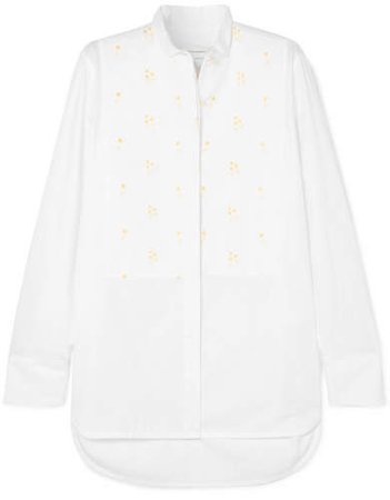 Embroidered Cotton-poplin Shirt - White